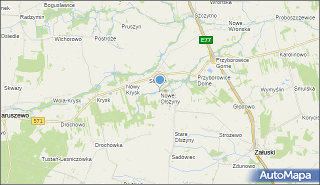 mapa Nowe Olszyny, Nowe Olszyny na mapie Targeo